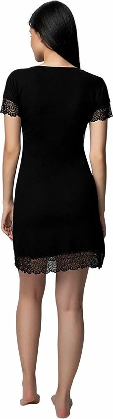 Merkloos DONEX-Dames Nachtjapon Tuniek Van Kant-Nachthemd Voor Dames-cadeau Voor Dames-zwart-XL 6 Merkloos DONEX-Dames Nachtjapon Tuniek Van Kant-Nachthemd Voor Dames-cadeau Voor Dames-zwart-XL - Afbeelding 6