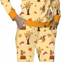 Happy Pyjamas Happy Pyjama's - Herfst Dames Pyjama - Paddestoelen, Eekhoorns En Herfstbladeren - Premium Zacht Katoen - Maat XL (XS-XXL) -Pyjama-S-Dames Winkel 245x840 2