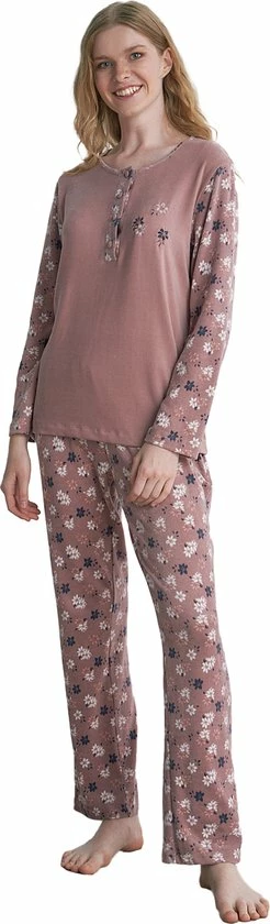 Pijadore - Dames Pyjama Set, Lange Mouwen, Roze - L