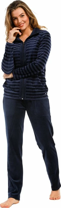 Pastunette De Luxe Pastunette Huispak Dames Met Rits - Dark Blue - 46 - Blauw