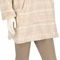 Apollo Oversized Hoodie Dames | Noorse Print | Beige | Effen | One Size | Hoodie Dames | Hoodie Deken