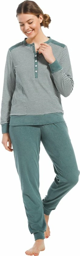 Pastunette Badstof Dames Pyjama - Groen - 50 1 Pastunette Badstof Dames Pyjama - Groen - 50