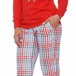 Doctor Nap Familie Pyjama Dames Volwassenen | Lange Mouw Lange Broek | Kerst Winter Matching Gezin Pyama | Happy Smile Red PM.4533 M -Pyjama-S-Dames Winkel 273x840 2