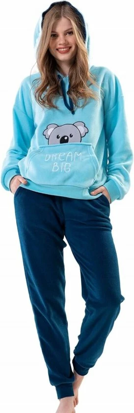 Vienetta Warme Winter Pyjama Dames Fleece | Lange Mouw Lange Broek | Blauw | Dames Pluche Huispak | Dikke Winterpyjama | Kangoeroe Sweatshirt L 6 Vienetta Warme Winter Pyjama Dames Fleece | Lange Mouw Lange Broek | Blauw | Dames Pluche Huispak | Dikke Winterpyjama | Kangoeroe Sweatshirt L - Afbeelding 6