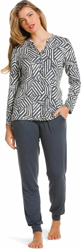 Pastunette De Luxe Pastunette Deluxe - Graphic - Pyjamaset - Grijs - Maat 48 2 Pastunette De Luxe Pastunette Deluxe - Graphic - Pyjamaset - Grijs - Maat 48 - Afbeelding 2