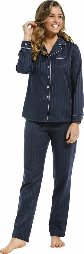 Pastunette De Luxe Pastunette Deluxe Monochrome Doorknoop Vrouwen Pyjamaset - Dark Blue - Maat 36 3 Pastunette De Luxe Pastunette Deluxe Monochrome Doorknoop Vrouwen Pyjamaset - Dark Blue - Maat 36 - Afbeelding 3