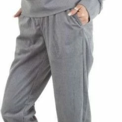 Merkloos Dames Huispak/vrijetijdspak Rib Velours Met Kraag En Ritsje S 34-36 Grijs -Pyjama-S-Dames Winkel 282x840 13