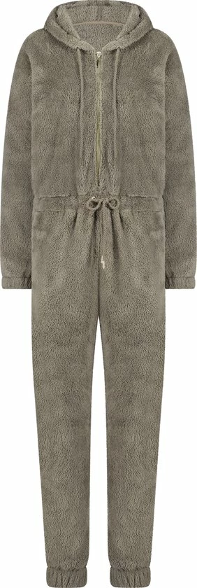 Hunkemöller Dames Nachtmode Onesie Fleece - Bruin - Maat S 1 Hunkemöller Dames Nachtmode Onesie Fleece - Bruin - Maat S