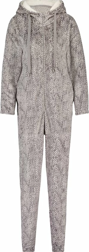 Hunkemöller Dames Nachtmode Onesie Flannel Fleece - Grijs - Maat XL 1 Hunkemöller Dames Nachtmode Onesie Flannel Fleece - Grijs - Maat XL