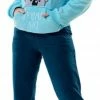 Vienetta Warme Winter Pyjama Dames Fleece | Lange Mouw Lange Broek | Blauw | Dames Pluche Huispak | Dikke Winterpyjama | Kangoeroe Sweatshirt L