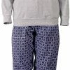 Tenderness Warme Dames Pyjama Met Pinguïn Print-Grijs O2.