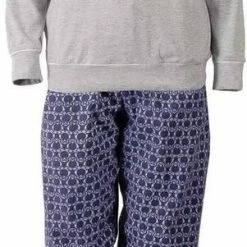 Tenderness Warme Dames Pyjama Met Pinguïn Print-Grijs O2.