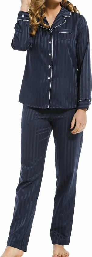 Pastunette De Luxe Pastunette Deluxe Monochrome Doorknoop Vrouwen Pyjamaset - Dark Blue - Maat 36 4 Pastunette De Luxe Pastunette Deluxe Monochrome Doorknoop Vrouwen Pyjamaset - Dark Blue - Maat 36 - Afbeelding 4