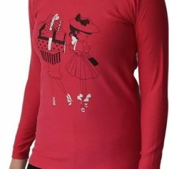 VANILLA – Dames Pyjama – Tweedelig – Egyptisch Katoen -Slim Fit – Rood/Zwart - S - PJ1238