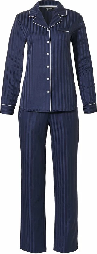Pastunette De Luxe Pastunette Deluxe Monochrome Doorknoop Vrouwen Pyjamaset - Dark Blue - Maat 36 2 Pastunette De Luxe Pastunette Deluxe Monochrome Doorknoop Vrouwen Pyjamaset - Dark Blue - Maat 36 - Afbeelding 2