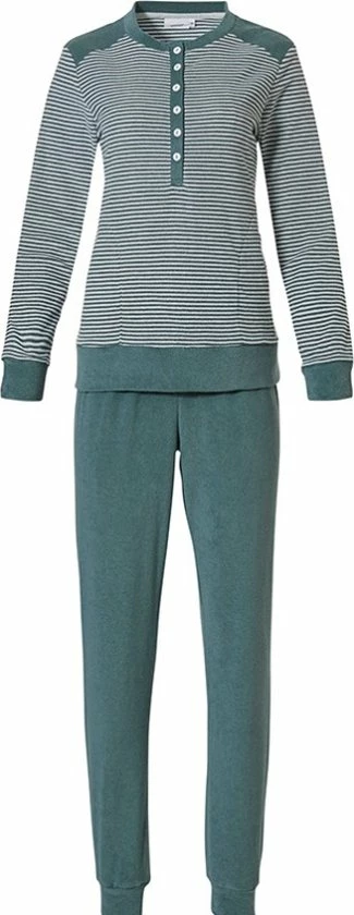 Pastunette Badstof Dames Pyjama - Groen - 50 2 Pastunette Badstof Dames Pyjama - Groen - 50 - Afbeelding 2
