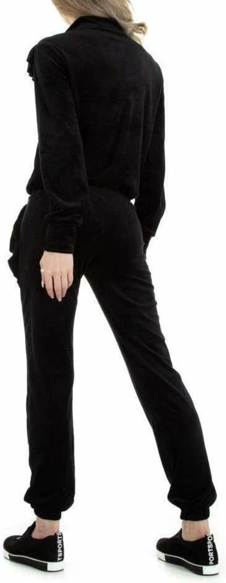 Merkloos Dames Huispak/vrijetijdspak Velours Bewerkt Met Ruches S Zwart 3 Merkloos Dames Huispak/vrijetijdspak Velours Bewerkt Met Ruches S Zwart - Afbeelding 3