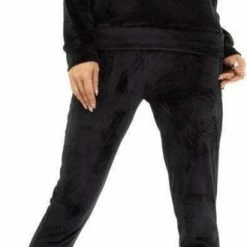 Merkloos Dames Huispak/vrijetijdspak Velours Met Palletjes S/M Zwart/groen