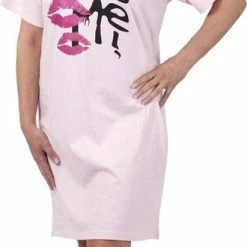 Amantes Dames Nachthemd Katoen Roze - Korte Mouw Ronde Hals - Maat L