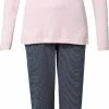 By Louise Dames Pyjama Set Lang Katoen Roze / Blauw - Maat XL