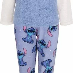 DISNEY Stitch - Warme Fleece Damespyjama, Lange Broek, Blauw / M