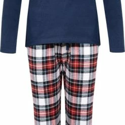 Happy Shorts Dames Kerst Pyjama Shirt + Broek Blauw / Geruit - Maat M