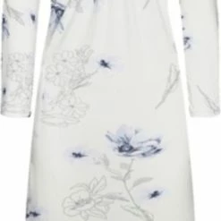 Merkloos Dames Nachthemd 6992 130CM 140GSM Single Jersey M Wit/grijs