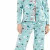 Merkloos Turquoise Kerst Thema Gebreide Pyjama Set, Christmas Pyjama Set ,kerstcadeau Voor Haar (L)