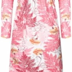 Merkloos Dames Nachthemd Lang Model Met Bladeren XXL 44-48 Roze