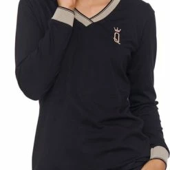 Doctor Nap Katoenen Pyjama Queen Dames Volwassenen Queen Zwart PM.4504 XXL