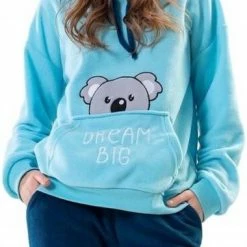 Vienetta Warme Winter Pyjama Dames Fleece | Lange Mouw Lange Broek | Blauw | Dames Pluche Huispak | Dikke Winterpyjama | Kangoeroe Sweatshirt XL -Pyjama-S-Dames Winkel 380x840 2