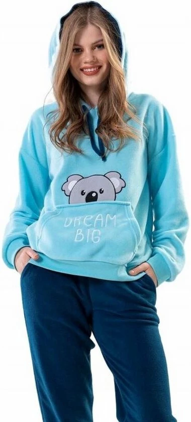 Vienetta Warme Winter Pyjama Dames Fleece | Lange Mouw Lange Broek | Blauw | Dames Pluche Huispak | Dikke Winterpyjama | Kangoeroe Sweatshirt L 7 Vienetta Warme Winter Pyjama Dames Fleece | Lange Mouw Lange Broek | Blauw | Dames Pluche Huispak | Dikke Winterpyjama | Kangoeroe Sweatshirt L - Afbeelding 7