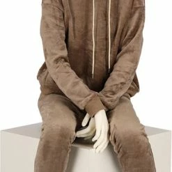 Apollo Dames Huispak Loungewear Bruin Fleece Incl Capuchon - Maat S/M -Pyjama-S-Dames Winkel 382x840 1