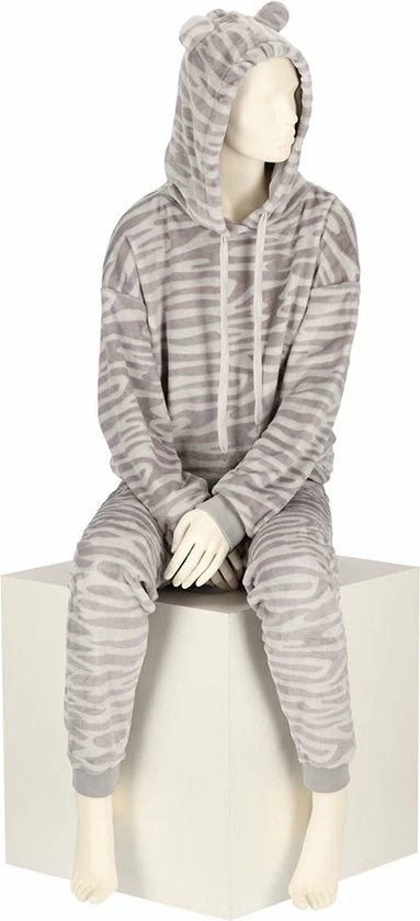 Apollo Huispak Dames | Zebra Print | Grijs | Maat S/M | Huispak Dames Volwassenen Fleece | Joggingpak Dames 2 Apollo Huispak Dames | Zebra Print | Grijs | Maat S/M | Huispak Dames Volwassenen Fleece | Joggingpak Dames - Afbeelding 2