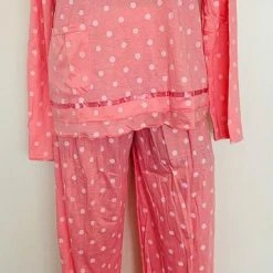 Merkloos Dames Pyjamaset Met Stippen M Wit/roze
