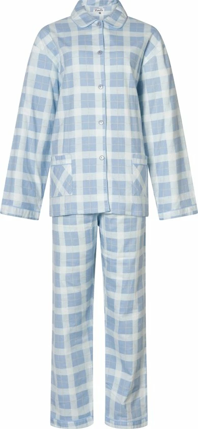 Lunatex Dames Pyjama Flanel | MAAT L | Ruit | Grijsblauw 1 Lunatex Dames Pyjama Flanel | MAAT L | Ruit | Grijsblauw