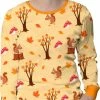 Happy Pyjamas Happy Pyjama's - Paddestoelen, Eekhoorns En Herfstbladeren - Pyama Dames Volwassenen - Premium Zacht Katoen - Maat XXL (XS-XXL)