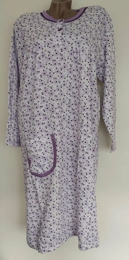 Merkloos Dames Flanel Nachthemd Lange Mouw Met Bloemenprint L Paars 1 Merkloos Dames Flanel Nachthemd Lange Mouw Met Bloemenprint L Paars