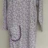 Merkloos Dames Flanel Nachthemd Lange Mouw Met Bloemenprint XXL Paars