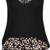 Hunkemöller Dames Nachtmode Korte Pyjama Set Painted Leopard - Zwart - Maat 2XS