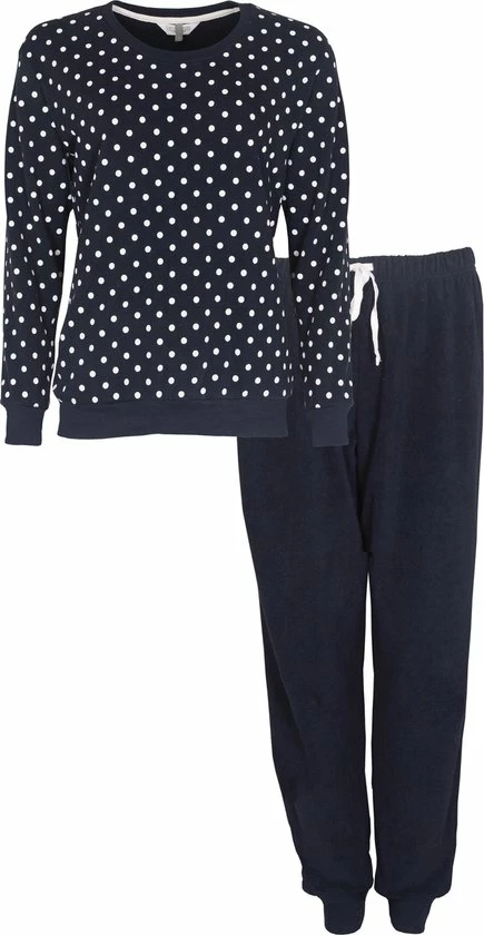 Tenderness Badstof Dames Pyjama Blauw TEPYD2124A - Maten: L 1 Tenderness Badstof Dames Pyjama Blauw TEPYD2124A - Maten: L