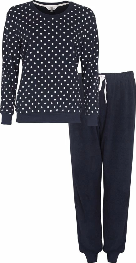 Tenderness Badstof Dames Pyjama Blauw TEPYD2124A - Maten: M 1 Tenderness Badstof Dames Pyjama Blauw TEPYD2124A - Maten: M