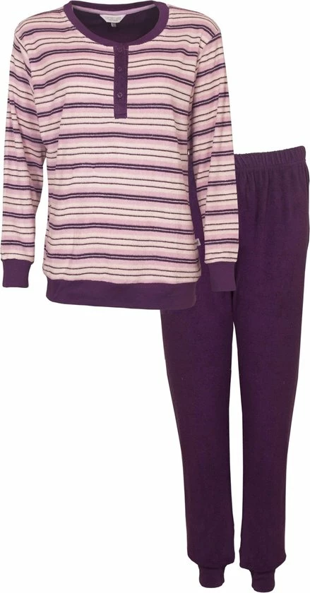Tenderness Badstof Dames Pyjama Paars TEPYD2121A - Maten: M 1 Tenderness Badstof Dames Pyjama Paars TEPYD2121A - Maten: M