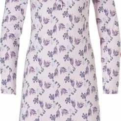 Pastunette Dames Nachthemd | MAAT 52 | Lange Mouw | Leaves Flower | Roze