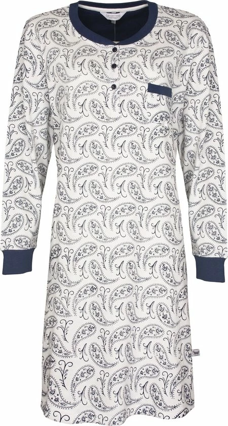 Tenderness Dames Winter Nachthemd Blauw/Beige TENGD2120A - Maten: XL 1 Tenderness Dames Winter Nachthemd Blauw/Beige TENGD2120A - Maten: XL