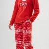 Vienetta Dames Fleece Huispak |dikke Winterpyjama | Pyjama Dames Volwassenen | Lange Mouw Lange Broek | Rood | Winter Pyama Dames Volwassenen | Matching Gezin Pyjama | Kerst Pyjama XL