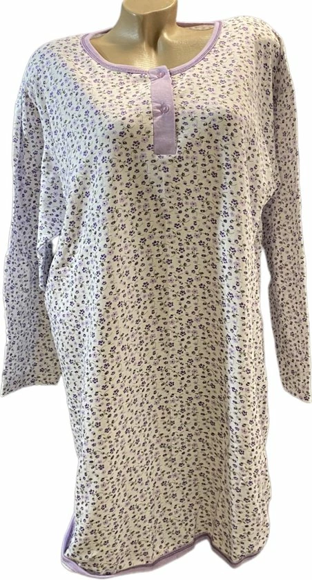 Merkloos Dames Flanel Pyjamaset Warm Gevoerd Met Extra Lange Top XXL Wit/paars 3 Merkloos Dames Flanel Pyjamaset Warm Gevoerd Met Extra Lange Top XXL Wit/paars - Afbeelding 3