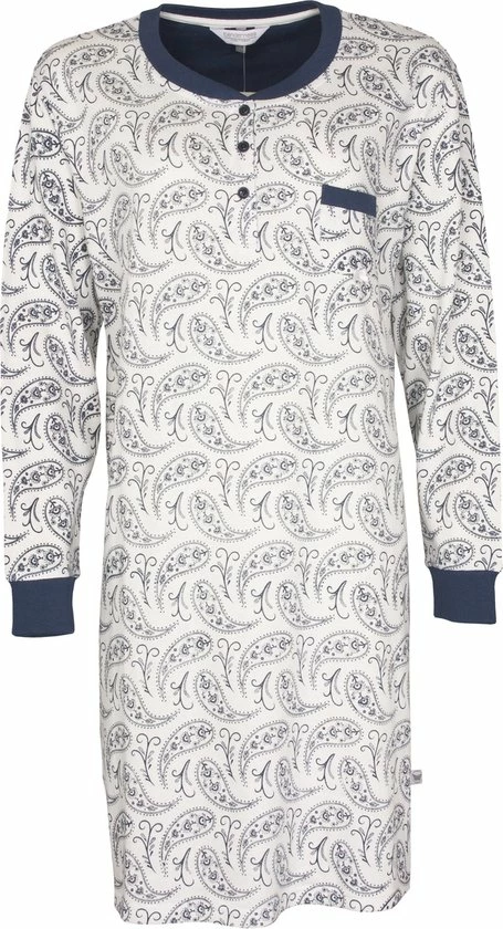 Tenderness Dames Winter Nachthemd Blauw/Beige TENGD2120A - Maten: XL 3 Tenderness Dames Winter Nachthemd Blauw/Beige TENGD2120A - Maten: XL - Afbeelding 3