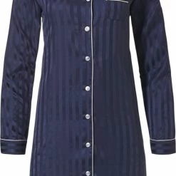 Pastunette De Luxe Pastunette Deluxe Monochrome Doorknoop Vrouwen Nachthemd - Dark Blue - Maat 38