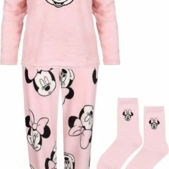 DISNEY Minnie Mouse - Cadeauset: Damespyjama + Sokken, Fleece, Roze / S